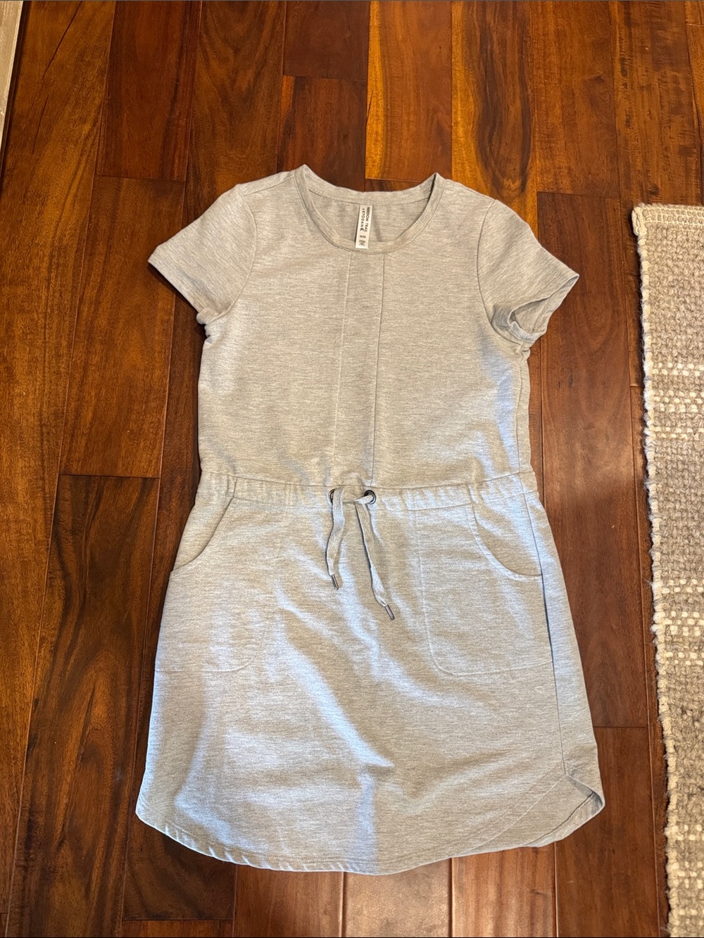 Kyodan Light Gray Short Sleeve Drawstring Mini Dress
